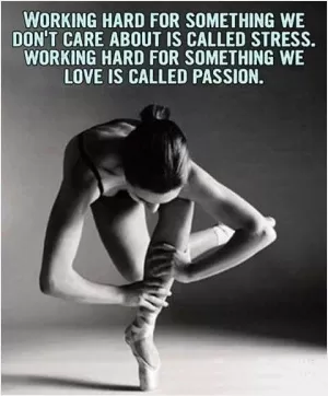 Working hard for something we don't care about it is called stress. Working hard for something we love is called passion Picture Quote #1