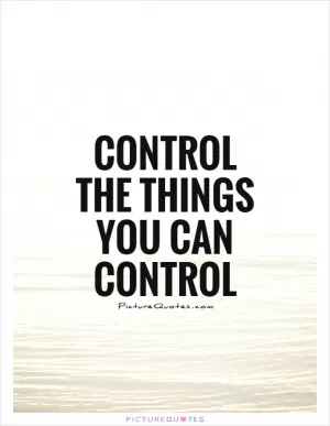Control the things you can control Picture Quote #1