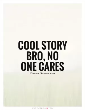 Cool story bro, no one cares Picture Quote #1