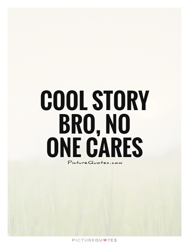 Cool story bro, no one cares Picture Quote #1