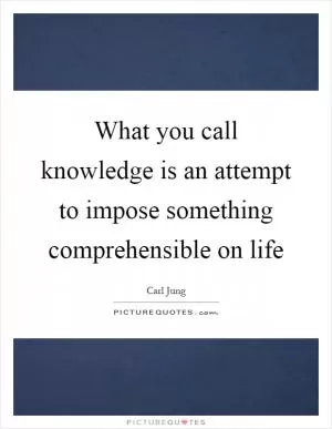 What you call knowledge is an attempt to impose something comprehensible on life Picture Quote #1