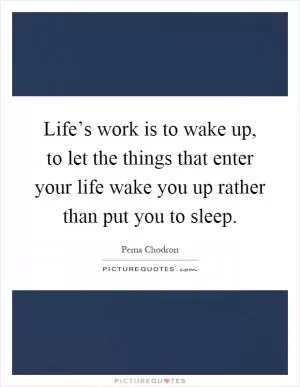 Life’s work is to wake up, to let the things that enter your life wake you up rather than put you to sleep Picture Quote #1