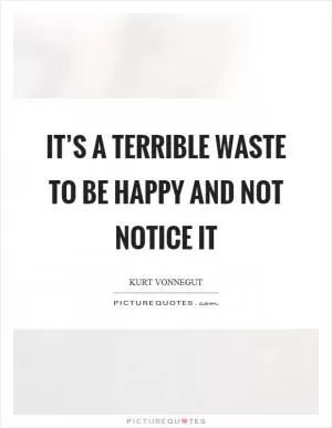 It’s a terrible waste to be happy and not notice it Picture Quote #1