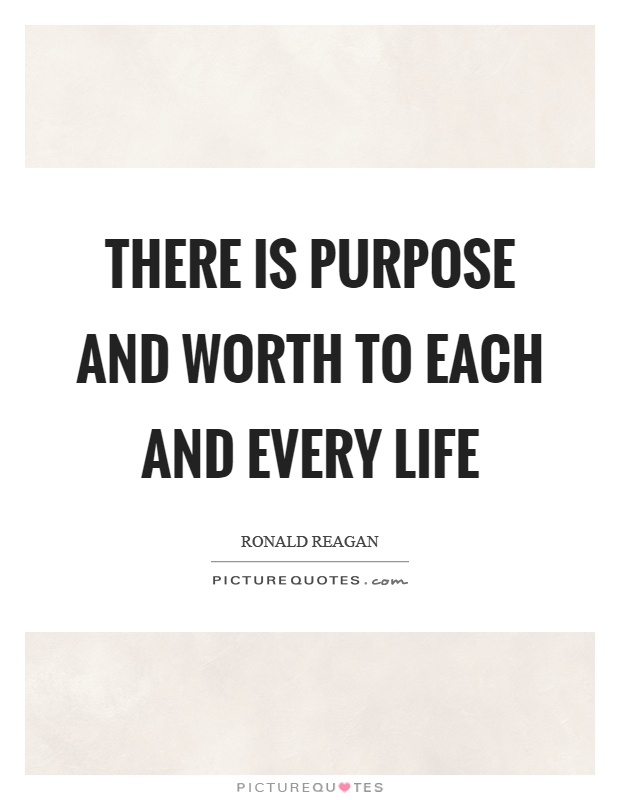 There is purpose and worth to each and every life Picture Quote #1