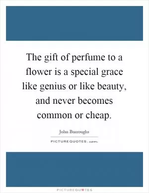 The gift of perfume to a flower is a special grace like genius or like beauty, and never becomes common or cheap Picture Quote #1