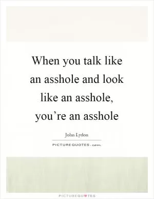 When you talk like an asshole and look like an asshole, you’re an asshole Picture Quote #1