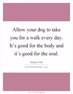 Allow your dog to take you for a walk every day. It’s good for the body and it’s good for the soul Picture Quote #1