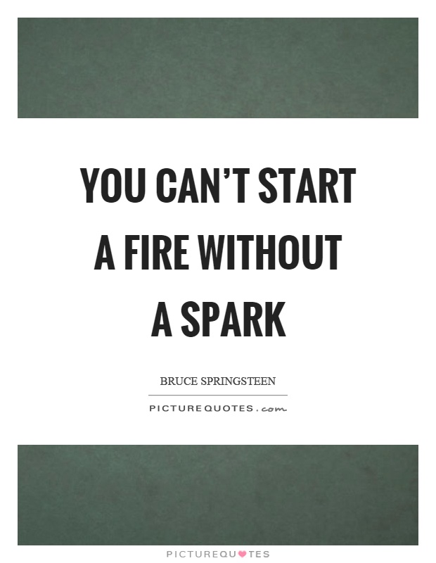 You can't start a fire without a spark Picture Quote #1