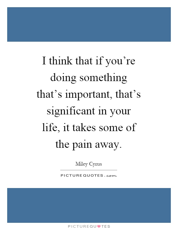 I think that if you're doing something that's important, that's significant in your life, it takes some of the pain away Picture Quote #1