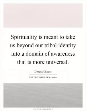 Spirituality is meant to take us beyond our tribal identity into a domain of awareness that is more universal Picture Quote #1