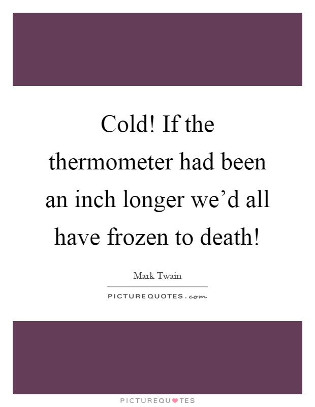 Cold! If the thermometer had been an inch longer we'd all have frozen to death! Picture Quote #1