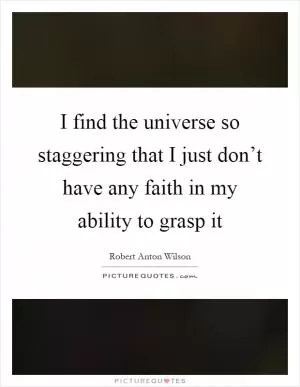 I find the universe so staggering that I just don’t have any faith in my ability to grasp it Picture Quote #1