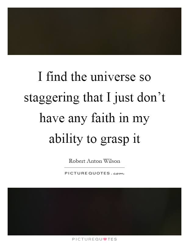 I find the universe so staggering that I just don't have any faith in my ability to grasp it Picture Quote #1