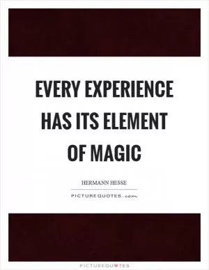 Every experience has its element of magic Picture Quote #1