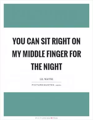 You can sit right on my middle finger for the night Picture Quote #1