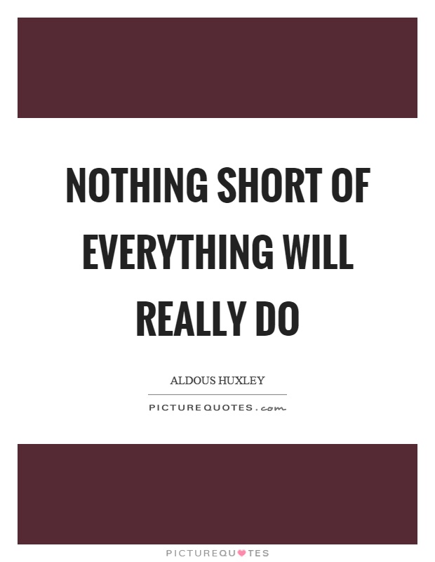 Nothing short of everything will really do Picture Quote #1