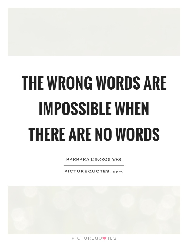 The wrong words are impossible when there are no words Picture Quote #1