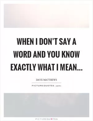 When I don’t say a word and you know exactly what I mean Picture Quote #1