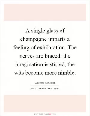 A single glass of champagne imparts a feeling of exhilaration. The nerves are braced; the imagination is stirred, the wits become more nimble Picture Quote #1