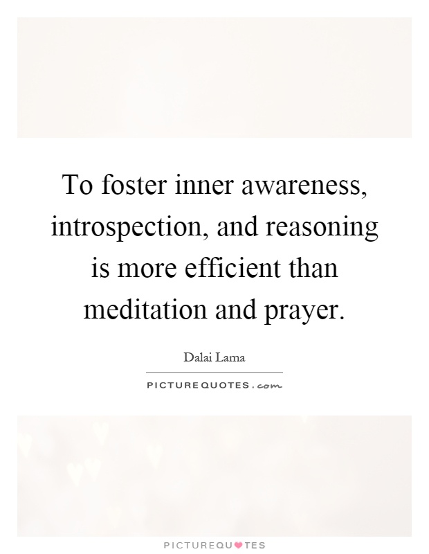 To foster inner awareness, introspection, and reasoning is more efficient than meditation and prayer Picture Quote #1