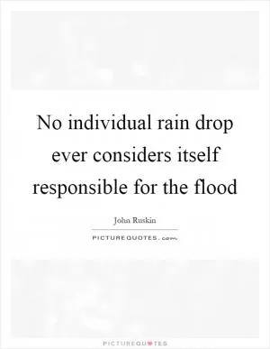 No individual rain drop ever considers itself responsible for the flood Picture Quote #1