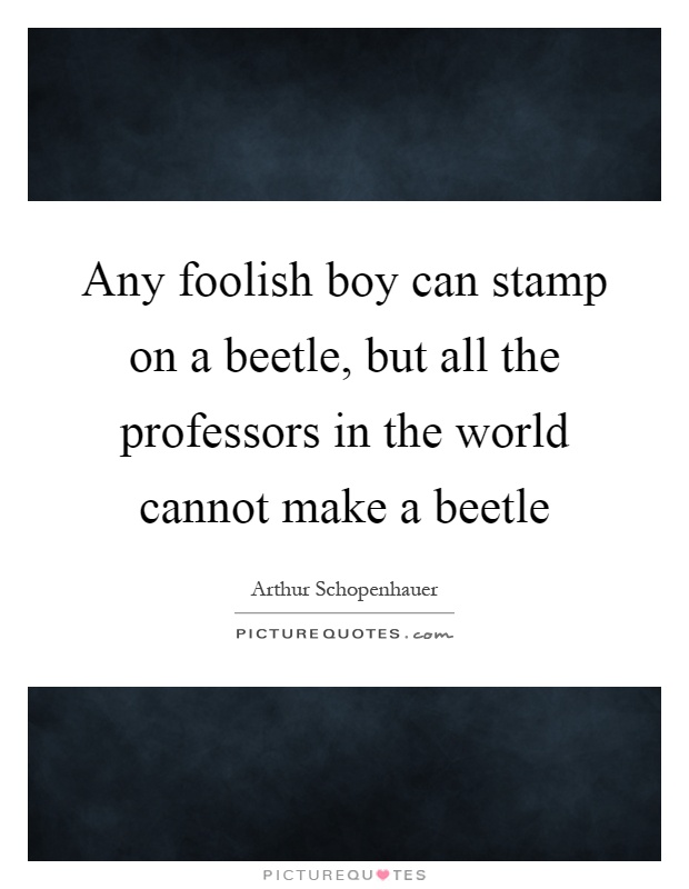 Any foolish boy can stamp on a beetle, but all the professors in the world cannot make a beetle Picture Quote #1