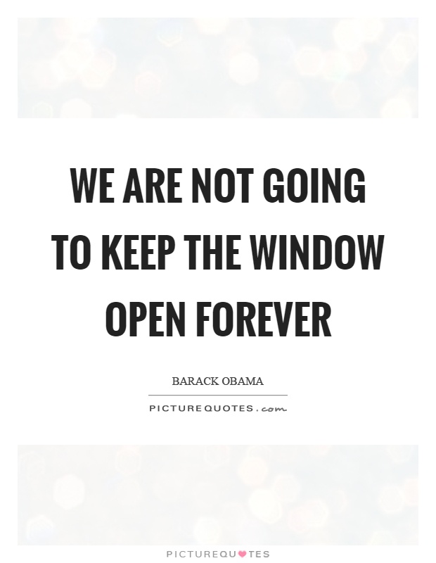 We are not going to keep the window open forever Picture Quote #1