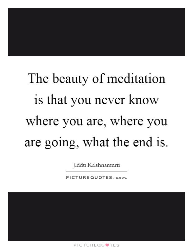 The beauty of meditation is that you never know where you are, where you are going, what the end is Picture Quote #1