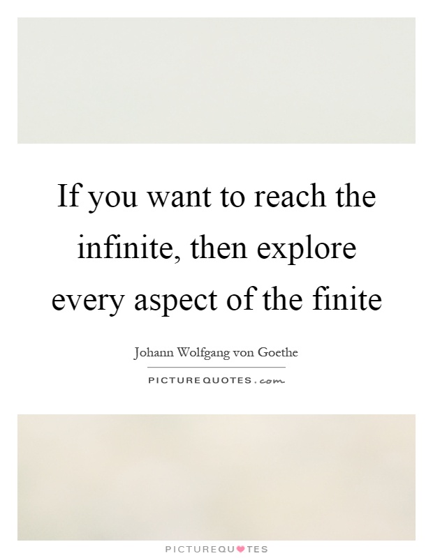 If you want to reach the infinite, then explore every aspect of the finite Picture Quote #1
