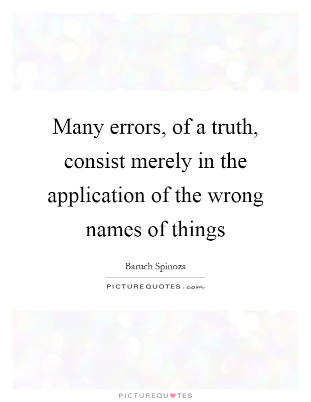 Many errors, of a truth, consist merely in the application of the wrong names of things Picture Quote #1