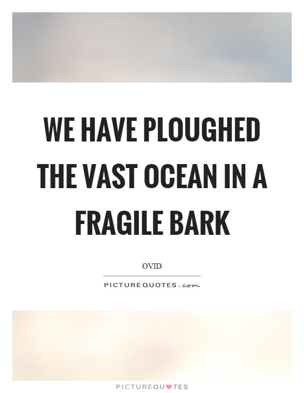 We have ploughed the vast ocean in a fragile bark Picture Quote #1