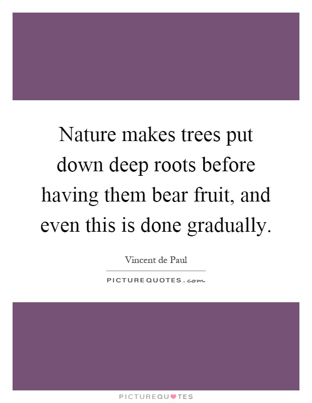 Nature makes trees put down deep roots before having them bear fruit, and even this is done gradually Picture Quote #1