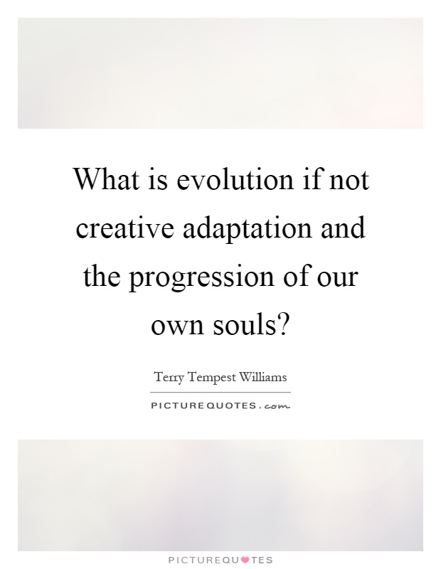 What is evolution if not creative adaptation and the progression of our own souls? Picture Quote #1