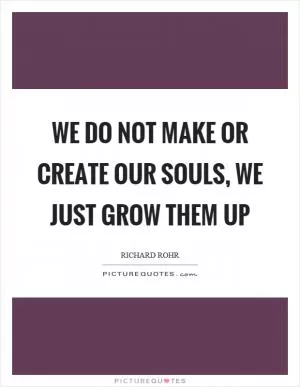 We do not make or create our souls, we just grow them up Picture Quote #1