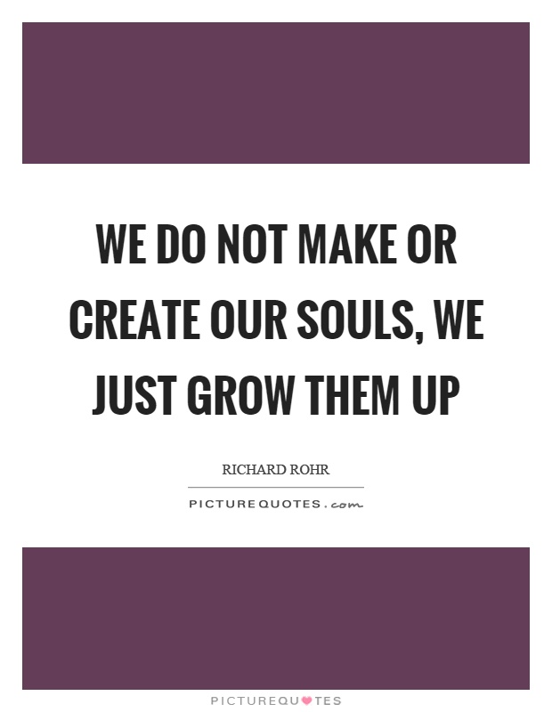 We do not make or create our souls, we just grow them up Picture Quote #1