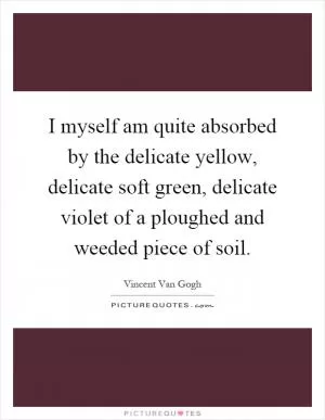 I myself am quite absorbed by the delicate yellow, delicate soft green, delicate violet of a ploughed and weeded piece of soil Picture Quote #1