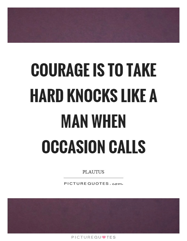 Courage is to take hard knocks like a man when occasion calls Picture Quote #1