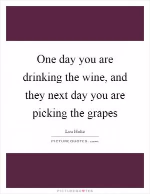 One day you are drinking the wine, and they next day you are picking the grapes Picture Quote #1