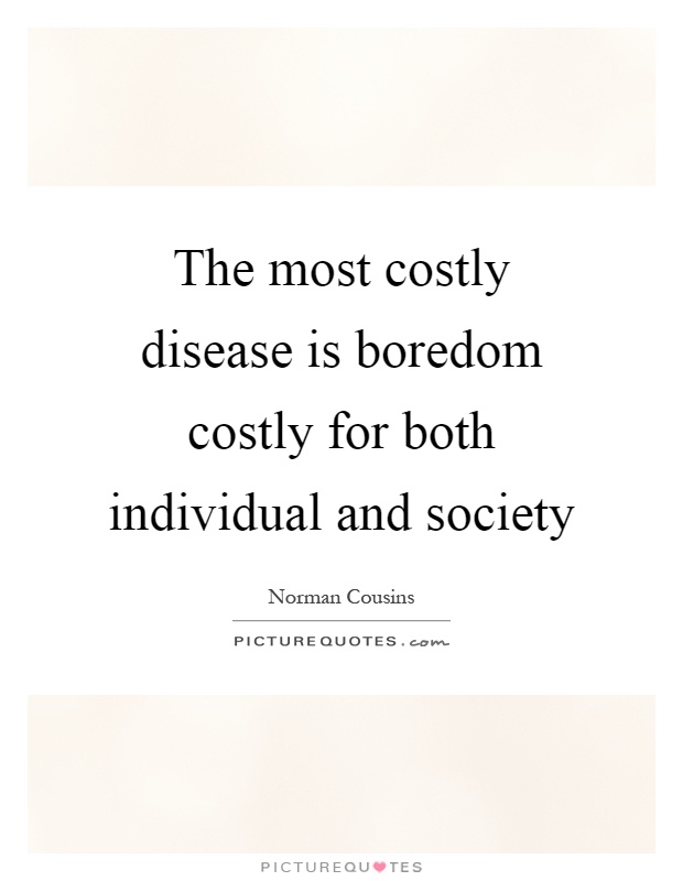 The most costly disease is boredom costly for both individual and society Picture Quote #1