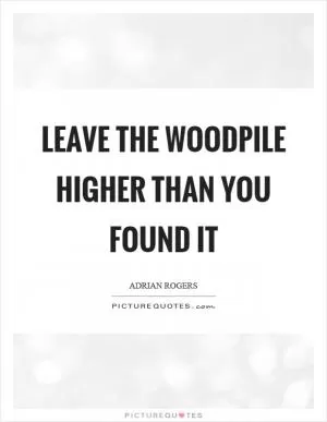 Leave the woodpile higher than you found it Picture Quote #1