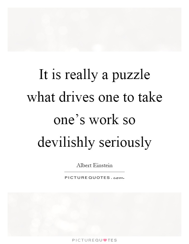It is really a puzzle what drives one to take one's work so devilishly seriously Picture Quote #1