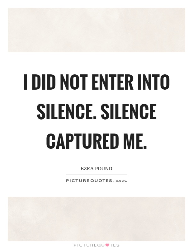 I did not enter into silence. Silence captured me Picture Quote #1