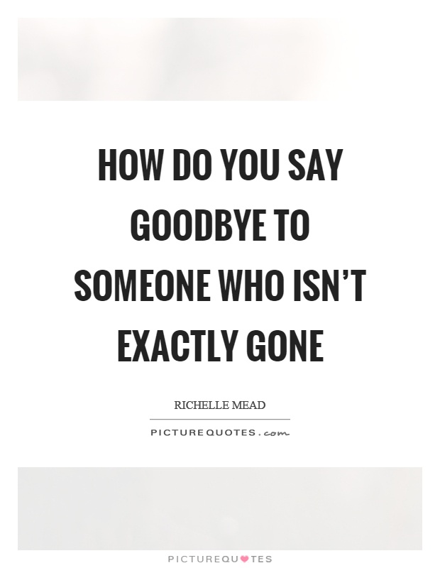 How do you say goodbye to someone who isn't exactly gone Picture Quote #1