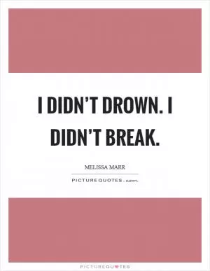 I didn’t drown. I didn’t break Picture Quote #1