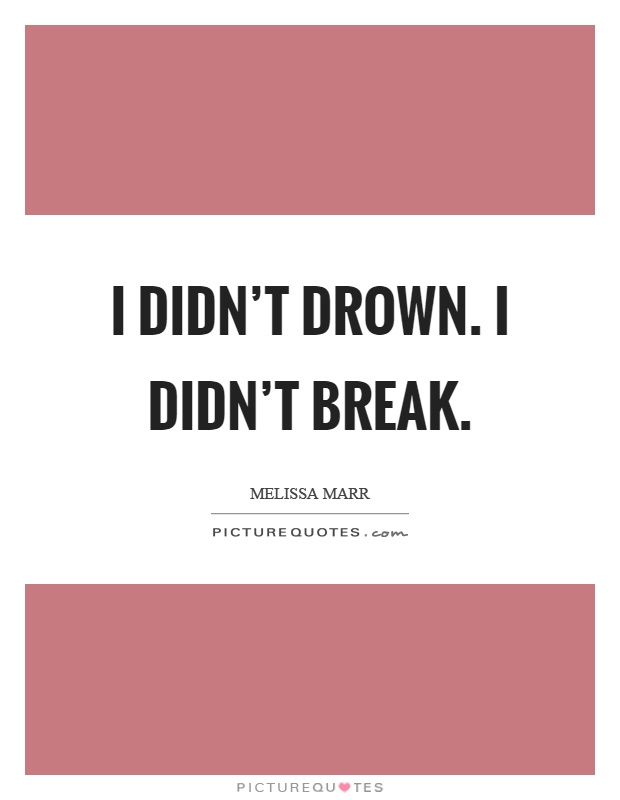 I didn't drown. I didn't break Picture Quote #1