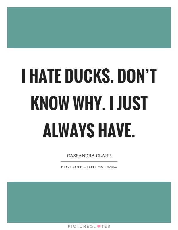 I hate ducks. Don't know why. I just always have Picture Quote #1