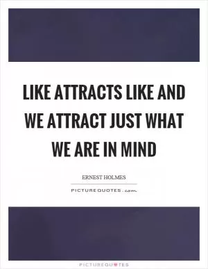 Like attracts like and we attract just what we are in mind Picture Quote #1