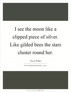 I see the moon like a clipped piece of silver. Like gilded bees the stars cluster round her Picture Quote #1