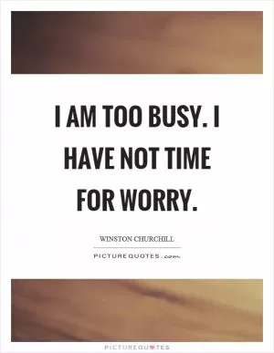 I am too busy. I have not time for worry Picture Quote #1