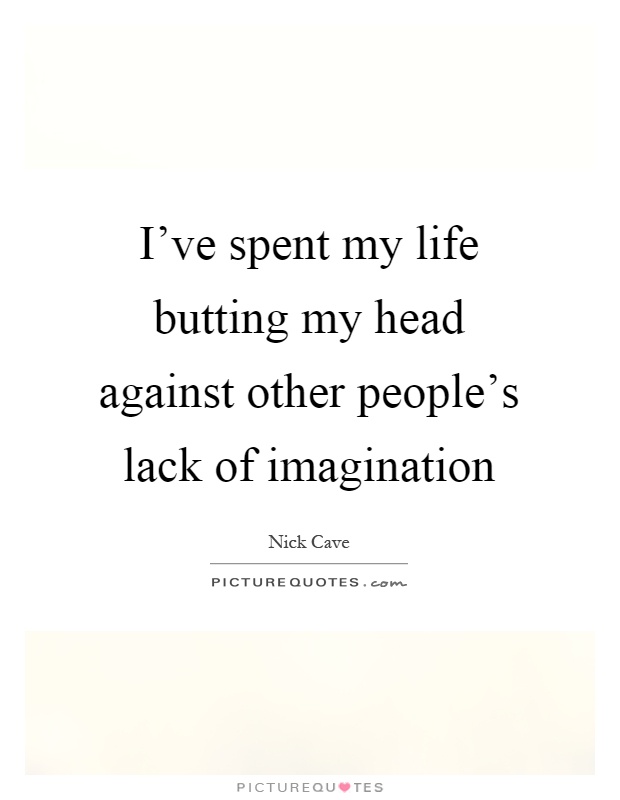 I've spent my life butting my head against other people's lack of imagination Picture Quote #1